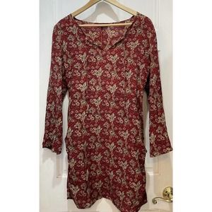 Agnes B Paris Red V-Neck Floral Dress Size Unknown